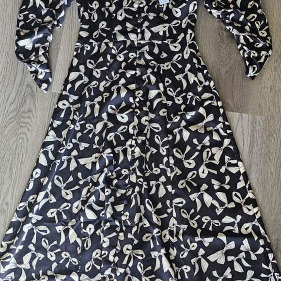 For Love & Lemons Angelica Bows Printed Retro Maxi Dress XS - Picture 2 of 3